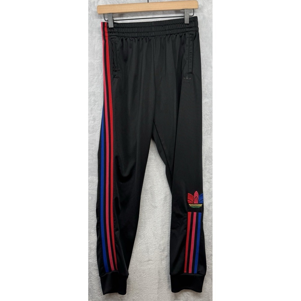 Adidas Jogger Track‎ Pants Black Multicolor 3-Stripe Youth Size Large L